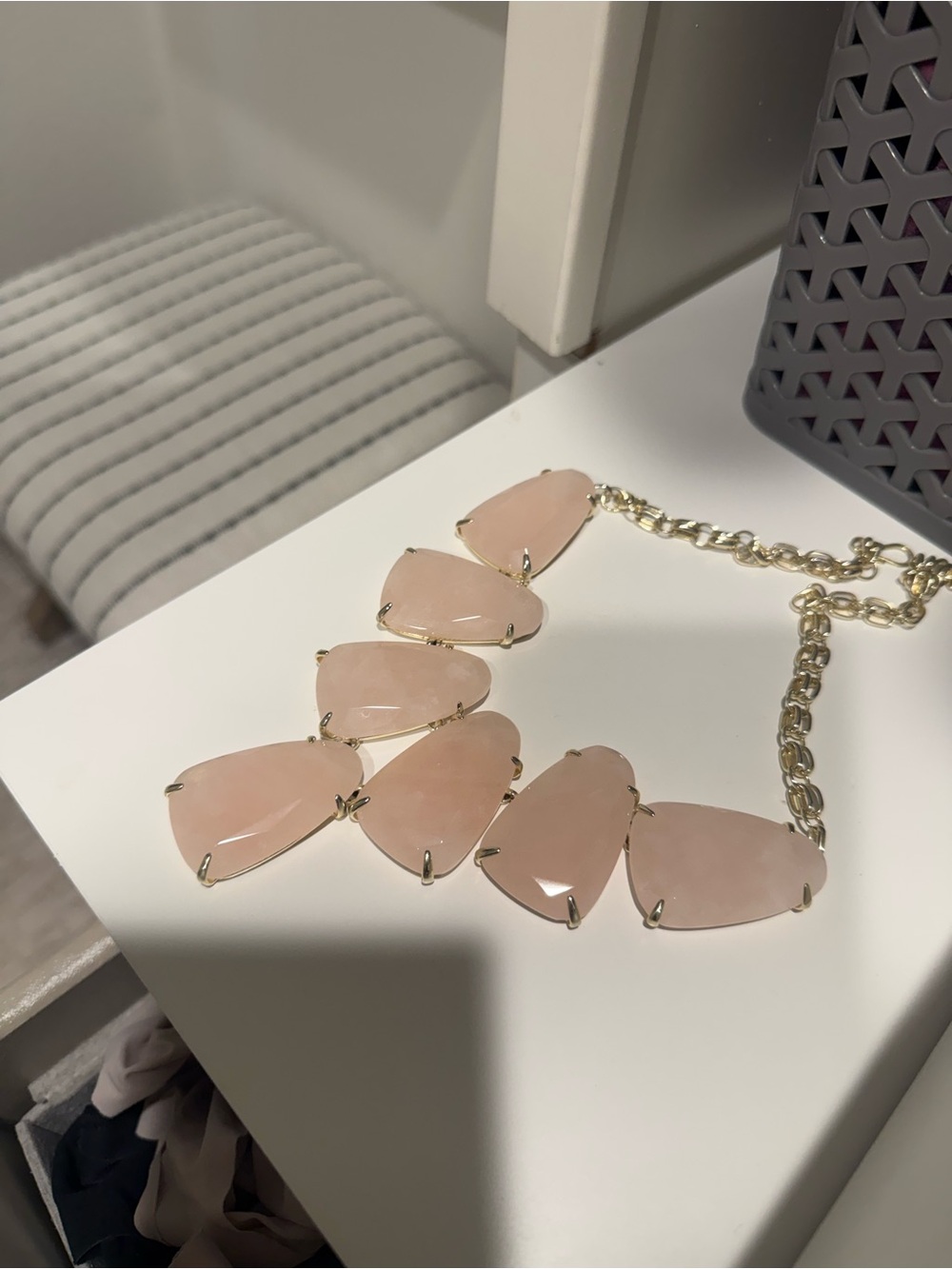 Kendra Scott Gold Chain Necklace with Pink Stone Pendants